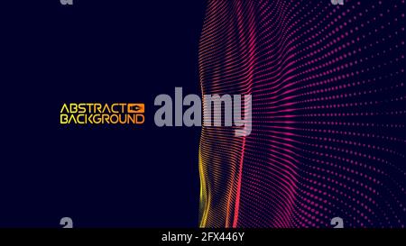 Music wave purple background. Abstract big data flow dark blue background. Vector sound wave digital technology abstract. Stock Vector