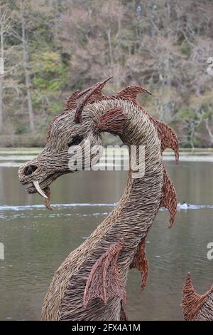 Culzean Castle Grounds, South Ayrshire, Scotland, UK. A series of willow sculptures depicting creatures real & mythical, of the sea & water. Stock Photo