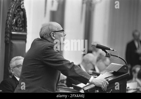 Debate in the Dutch House of Representatives on possible excesses of military actions in Indonesia in the years 1941 1948 den Uyl speaking, 25 March 1969, Debates, The Netherlands, 20th century press agency photo, news to remember, documentary, historic photography 1945-1990, visual stories, human history of the Twentieth Century, capturing moments in time Stock Photo