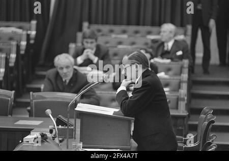 Debate in the Dutch House of Representatives on possible excesses of military actions in Indonesia in the years 1941 1948 de Jong speaks, 25 March 1969, Debates, The Netherlands, 20th century press agency photo, news to remember, documentary, historic photography 1945-1990, visual stories, human history of the Twentieth Century, capturing moments in time Stock Photo