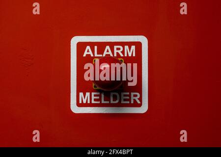 Alarm button, alarm detector, in a building, in case of danger the security service can be alerted, Stock Photo