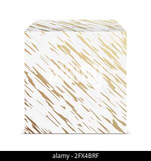 Cube shape marble material sample, isolated on a white background. Stock Vector