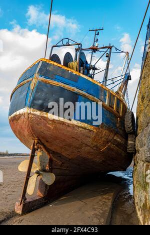 Fishing boat moored at Barry Island, Vale of Glamorgan, South Wales Stock Photo