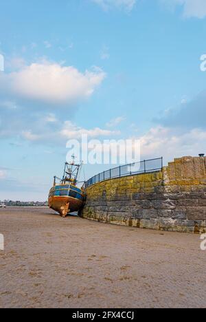 Fishing boat moored at Barry Island, Vale of Glamorgan, South Wales Stock Photo