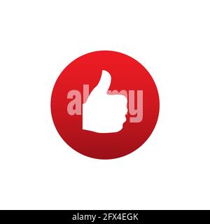White thumbs up on red round background button Stock Vector