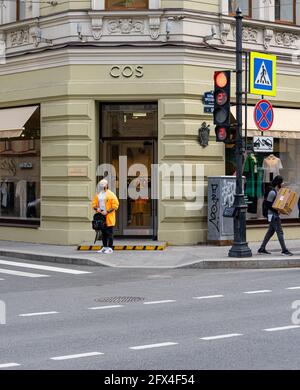 COS store opened May 20, 2021 on Bolshoi pr in St Petersburg, Russia, the brand owned by H&M fashion group Stock Photo