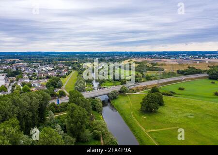 Panoramic view of the A59 motorway near Leverkusen Stock Photo