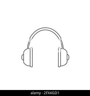 Vector headphone outline icon. Headphone isolated concept symbol or design element in linear style Stock Vector