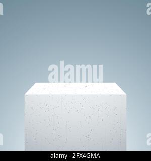 White concrete pedestal standing on a gray background. Stock Vector