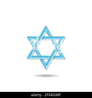 Israel or Judaism logo with David sign. Judaic star, sign hexagram, religious Stock Vector