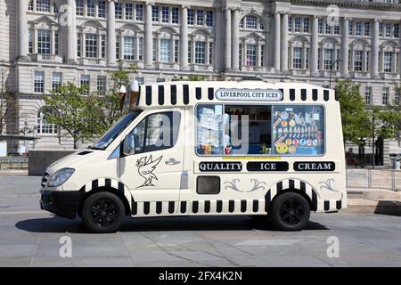 Traditional British ice cream van in Liverpool Stock Photo