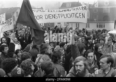 Demonstration by soldiers with the VVDM in Nieuwersluis against the Nieuwersluis penal camp, December 18, 1971, MILITARY, demonstrations, banners, The Netherlands, 20th century press agency photo, news to remember, documentary, historic photography 1945-1990, visual stories, human history of the Twentieth Century, capturing moments in time Stock Photo