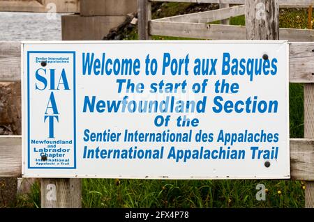 Basque Welcomesign Port aux basques, newfoundland, Canada Stock Photo - Alamy