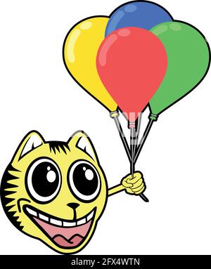 tiger with color balloons Stock Vector