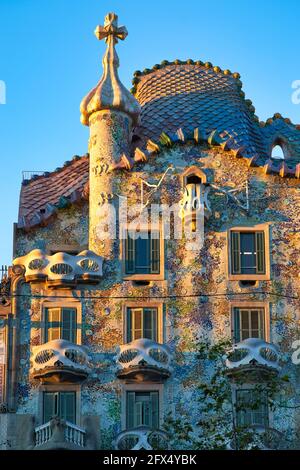 Barcelona. Catalonia. Spain. Casa Batllo is a renowned building located in the center of Barcelona and is one of Antoni Gaudi´s masterpieces Stock Photo