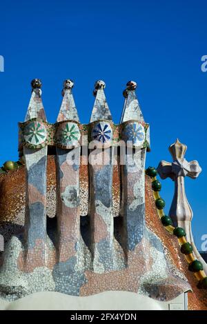 Barcelona. Catalonia. Spain. Casa Batllo is a renowned building located in the center of Barcelona and is one of Antoni Gaudi´s masterpieces Stock Photo