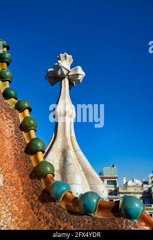 Barcelona. Catalonia. Spain. Casa Batllo is a renowned building located in the center of Barcelona and is one of Antoni Gaudi´s masterpieces Stock Photo