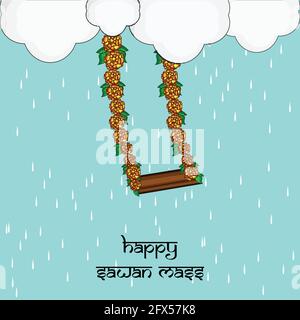 Sawan Mass Hindu Festival Background Stock Vector