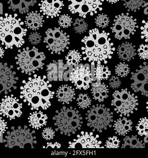 Acid Colorful Seamless texture with coronavirus skull. Corona virus known as COVID-19 seamless vector. Ideal pattern for your textile Stock Vector