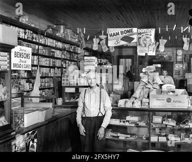 Mr. Jackson, owner of General Store, Siloam, Georgia, USA, Jack Delano, U.S. Farm Security Administration, June 1941 Stock Photo