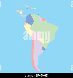 Vector map of South and Central America's countries to study Stock Vector