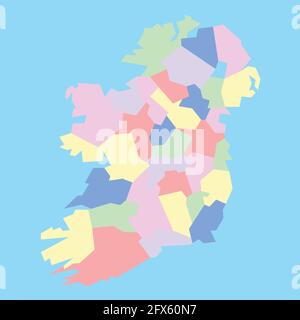 Vector map of Ireland's conties to study Stock Vector