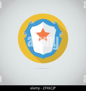 Flat vector icon with red star Stock Vector