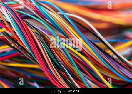 Telecommunications electrical cable wiring background Stock Photo