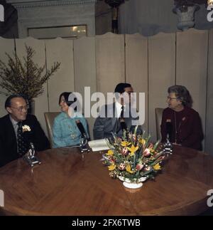 Prince Bernhard, Princess Christina, Jorge Guillermo and Queen Juliana, 1975, queens, engagements, The Netherlands, 20th century press agency photo, news to remember, documentary, historic photography 1945-1990, visual stories, human history of the Twentieth Century, capturing moments in time Stock Photo