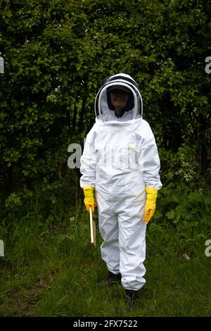 Lady Beekeeper Stock Photo