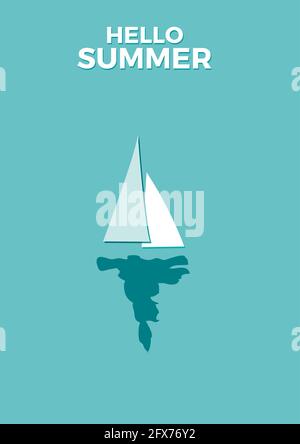 Sailing ship. Design template for Brochure, Flyer or Depliant for business purposes. Vector summer background Stock Vector