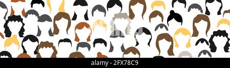 Crowd. Workers group, people in parade or in protest. Flat style. Vector banner background. Social community pattern of diverse people group in modern Stock Vector