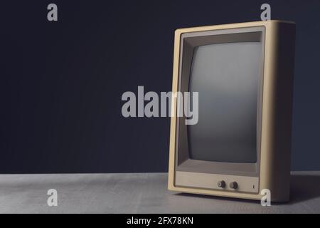 Vintage thin computer monitor and blank copy space, Stock Photo