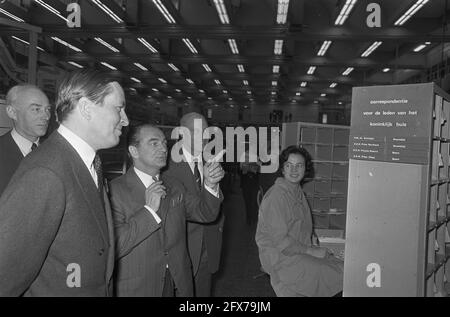 Prince Claus opened District Post Office at Amsterdam in the sorting area near the special section for the Royal Family, November 14, 1968, openings, post offices, princes, The Netherlands, 20th century press agency photo, news to remember, documentary, historic photography 1945-1990, visual stories, human history of the Twentieth Century, capturing moments in time Stock Photo