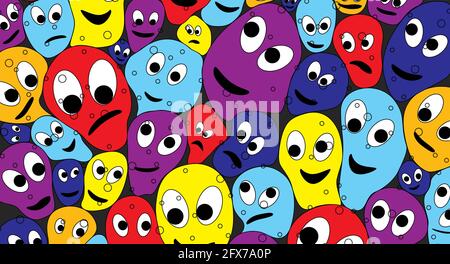 Abstract background from abstract comic faces Stock Vector