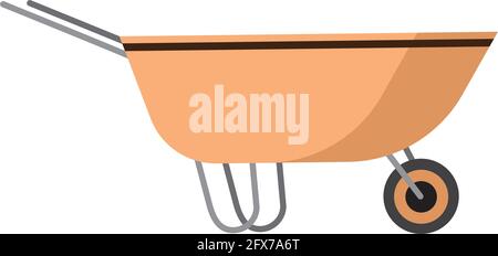 yellow wheelbarrow gardening tool icon Stock Vector