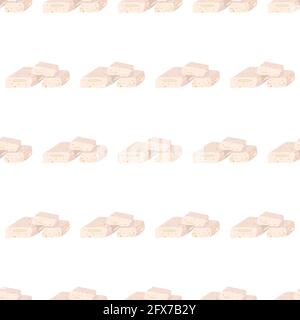 Hand drawn seamless pattern with nougat sweets for background design. Vector isolated illustration. Stock Vector