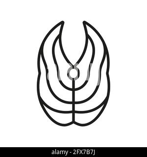 Tuna steak icon. Salmon slice icon. Red fish fillet. Piece of raw red fish. Isolated vector illustration on white background. Editable stroke Stock Vector