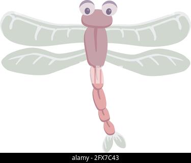 Vector illustration of a little dragonfly flying Stock Vector
