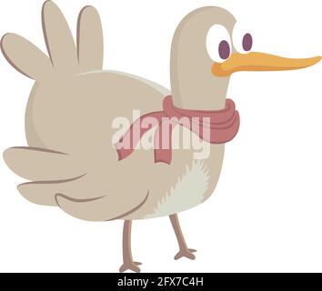Vector illustration of a cute bird wearing a scarf Stock Vector