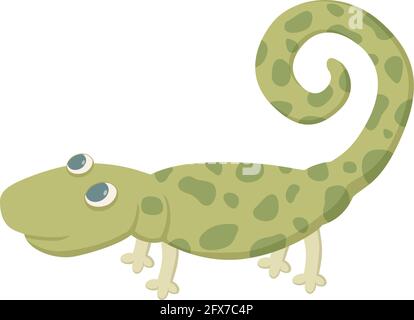 Vector illustration of a lizard of green color Stock Vector
