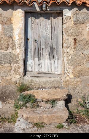 Old Corsican housing made with rubble walls. Pointe de Campomoro, Corsica, France Stock Photo