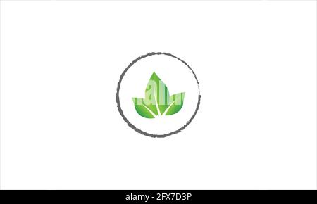 leaf with cycle icon logo in minimal flat design vector illustration Stock Vector