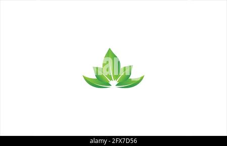 Green Leaves Icon Logo in flat design vector illustration Stock Vector