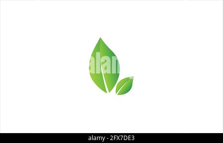 organic green leaf natural icon logo in flat design vector illustration Stock Vector