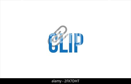 paper clip typographic icon logo vector illustration in flat design Stock Vector