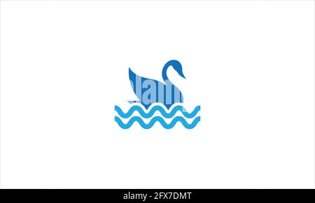 duck swimming on the waves icon logo in flat design vector illustration Stock Vector