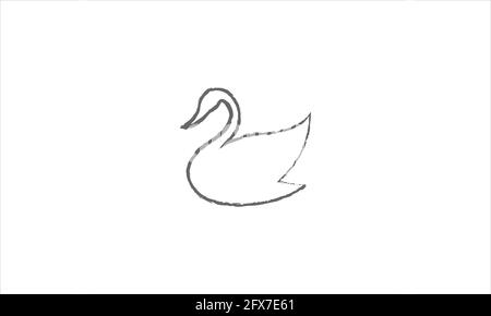 Hand drawn Duck icon logo vector illustration or  Goose icon. Stock Vector