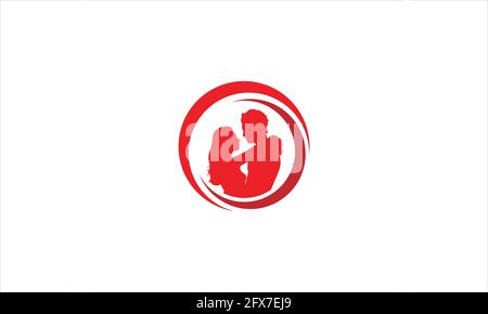 Romantic Love heart Couple icon logo vector illustration Stock Vector