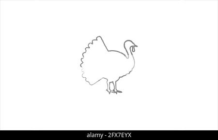 Turkey bird line and glyph  animal and farm poultry sign vector graphics icon logo Stock Vector